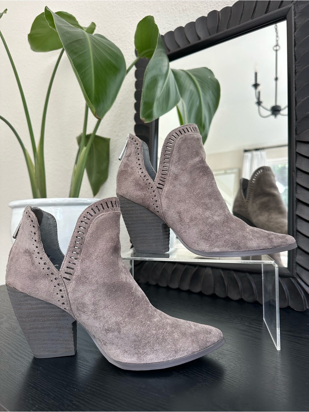 Charles by Charles David Gray Cutout Ankle Boots
